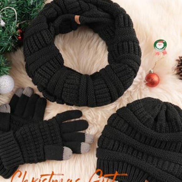 Slouchy Beanie Scarf Gloves Set Touchscreen Winter Accessories Cozy Chic main image 5